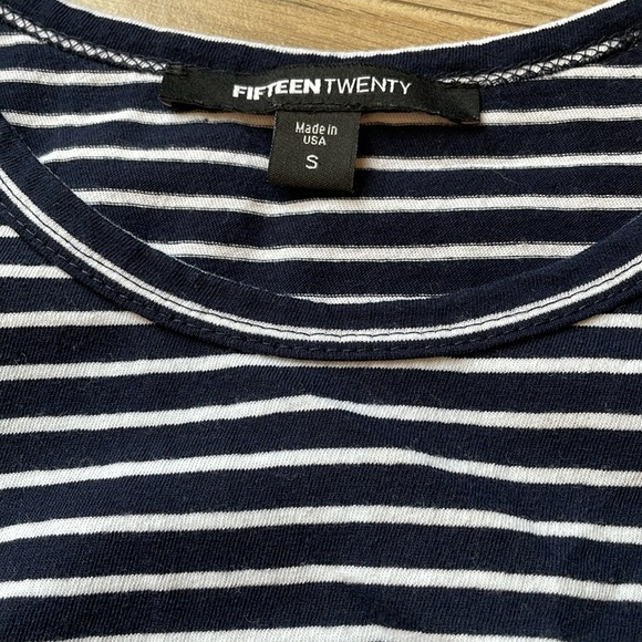 Fifteen Twenty Blue and White Tie Front Tank Top - Picture 3 of 4